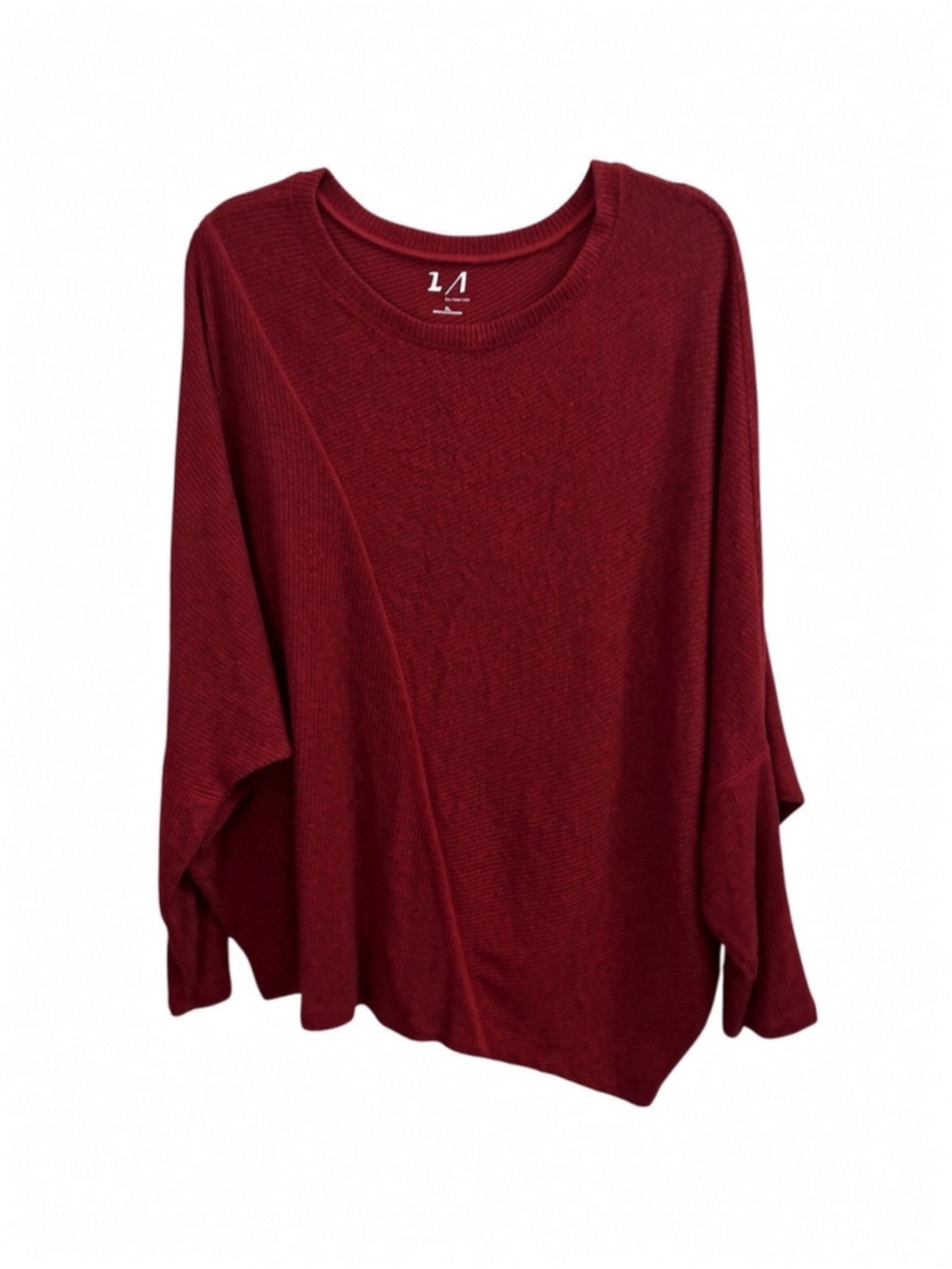 24/7 by Maurices Burgundy Red Asymmetrical Knit Top Dolman Long Sleeve Shirt XL - Picture 3 of 10